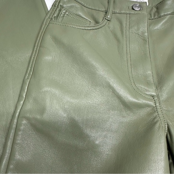 Wilfred Olive Green Straight Leg Pants faux leather sz 2 - Picture 12 of 13